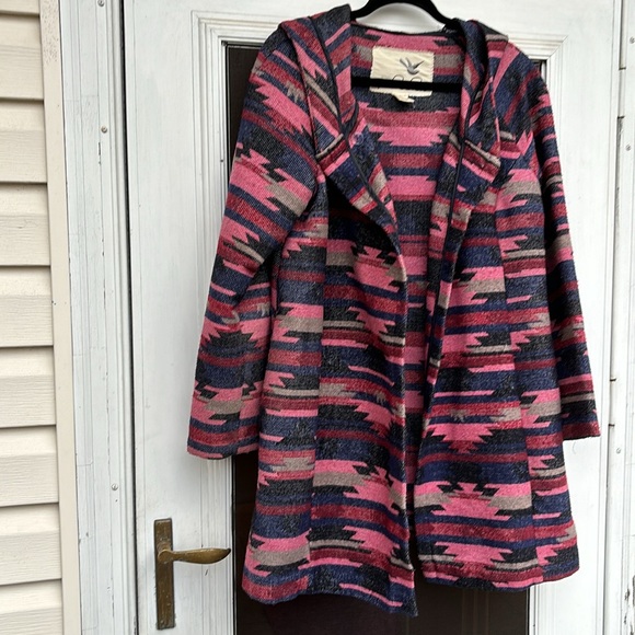 ANTHROPOLOGIE/TABITHA LADIES BLUE PINK AZTEC JACKET-M - Picture 3 of 7